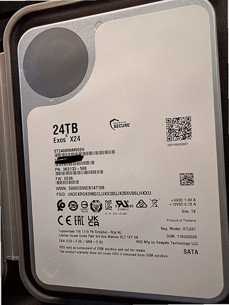 Seagate Exos X24 24TB 3.5 in SATAIII Enterprise Class HDD # ST24000NM002H