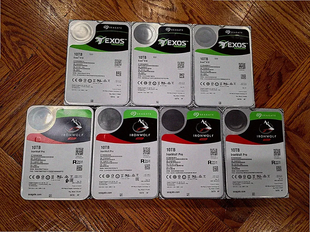 Seagate IronWolf Pro & EXOS 10TB NAS HDD Set of (7 drives) SMART Tested