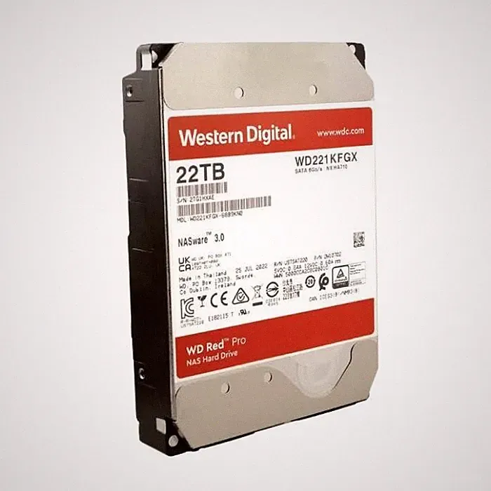 Western Digital NAS HDD 22TB 3.5" SATA 6 Gbs WD Red ProNAS Hard Drive WD221KFGX